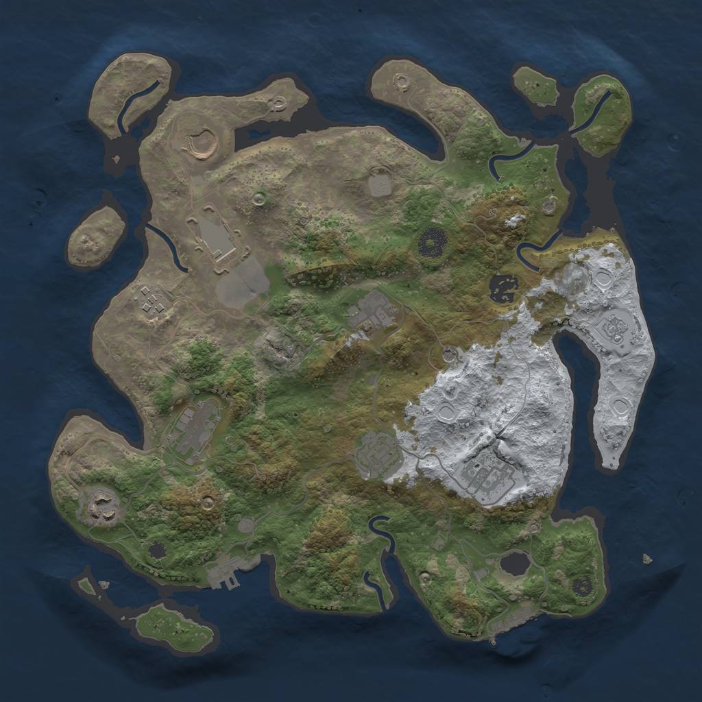 Rust Map: Procedural Map, Size: 3500, Seed: 579116486, 18 Monuments