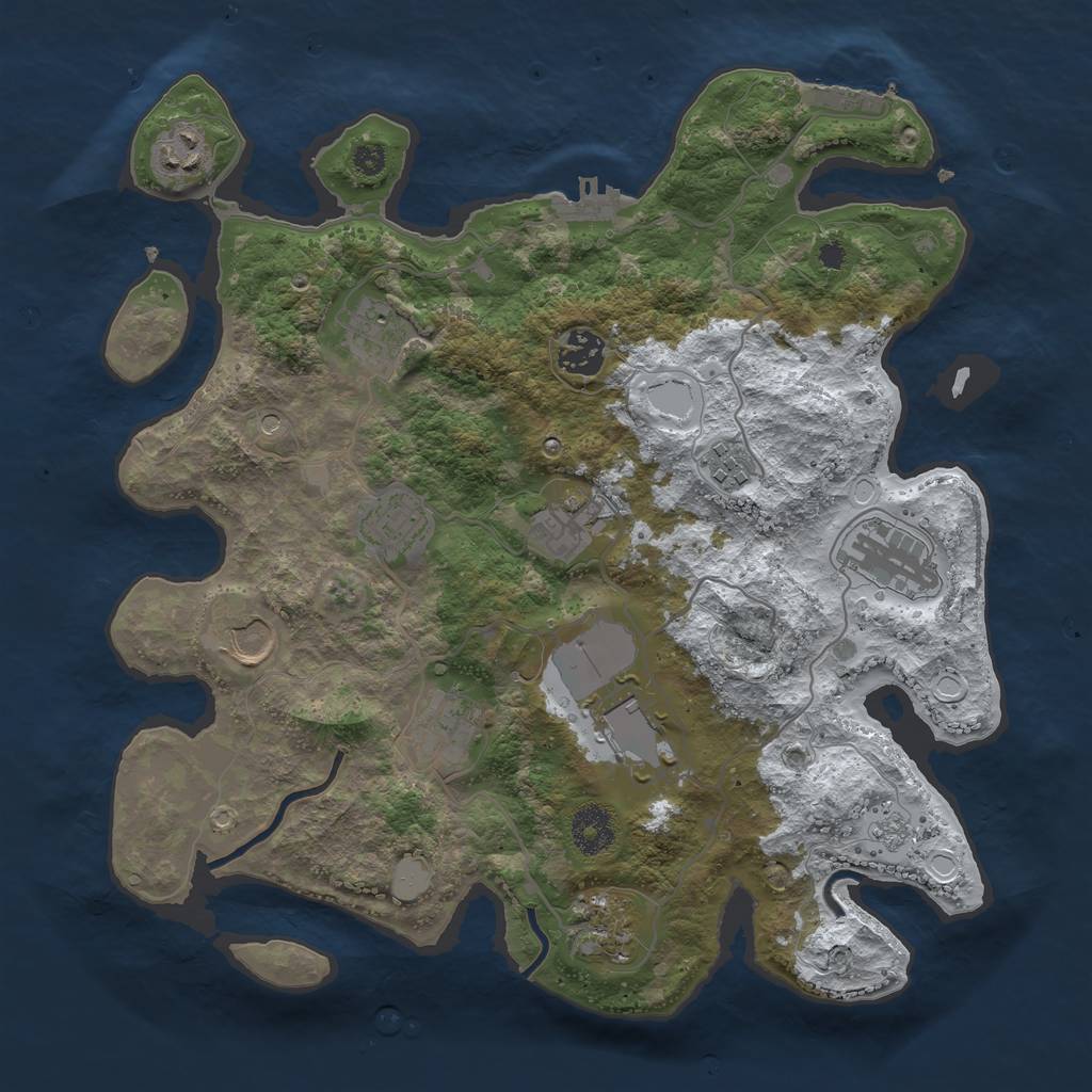 Rust Map: Procedural Map, Size: 3500, Seed: 123476330, 20 Monuments