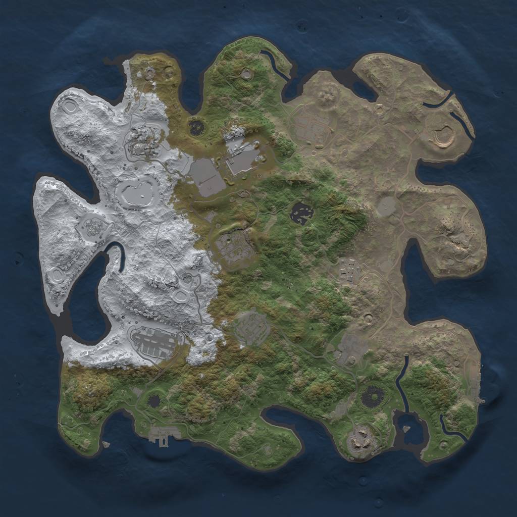 Rust Map: Procedural Map, Size: 3500, Seed: 1983214026, 20 Monuments