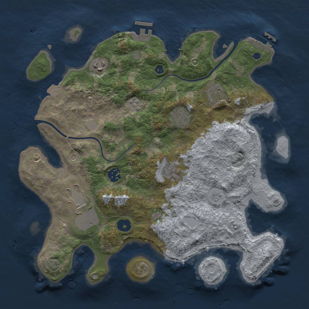 Rust Map: Procedural Map, Size: 3500, Seed: 64359410, 13 Monuments