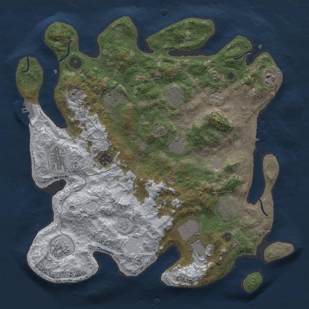 Rust Map: Procedural Map, Size: 3850, Seed: 235409666, 19 Monuments