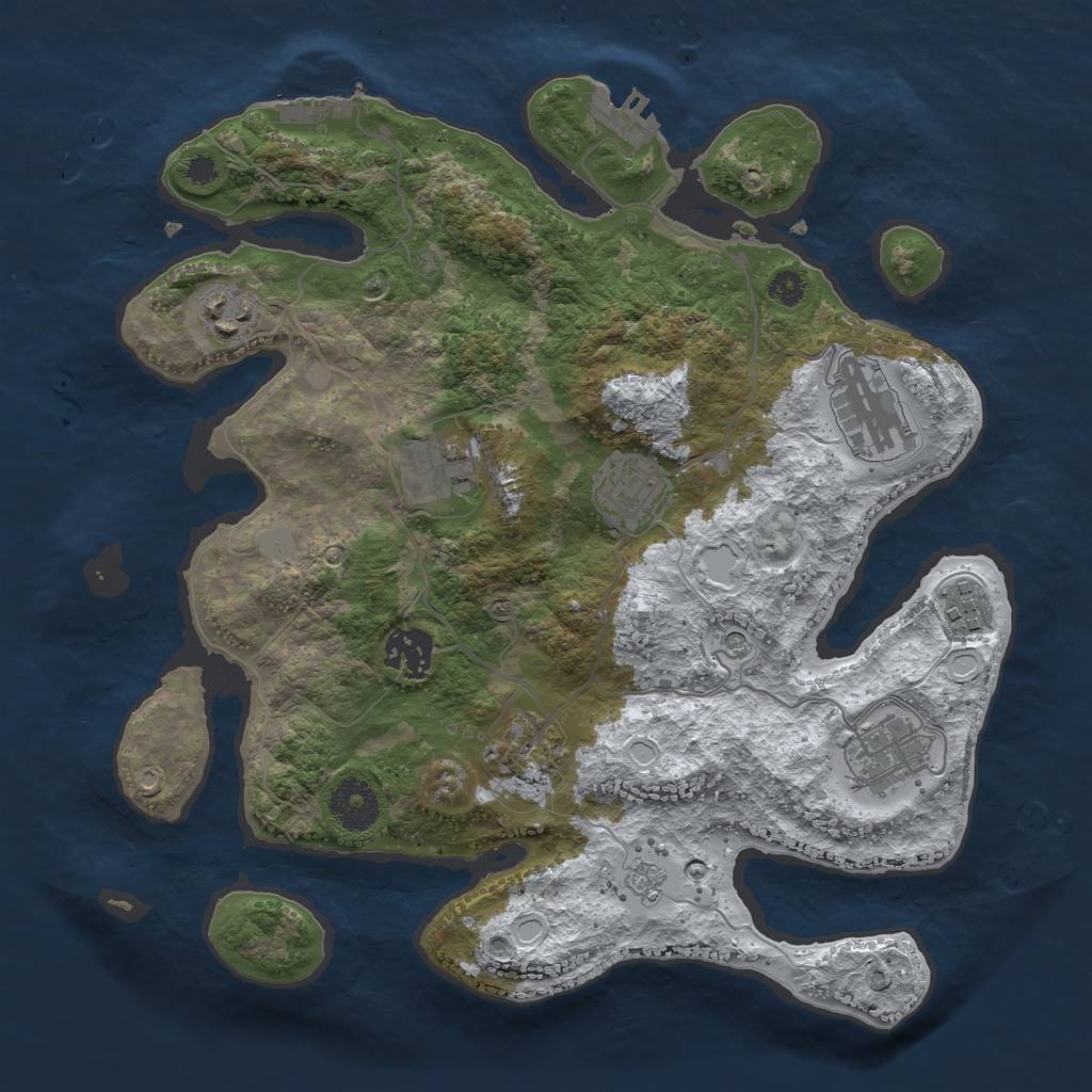 Rust Map: Procedural Map, Size: 3250, Seed: 1626919639, 17 Monuments