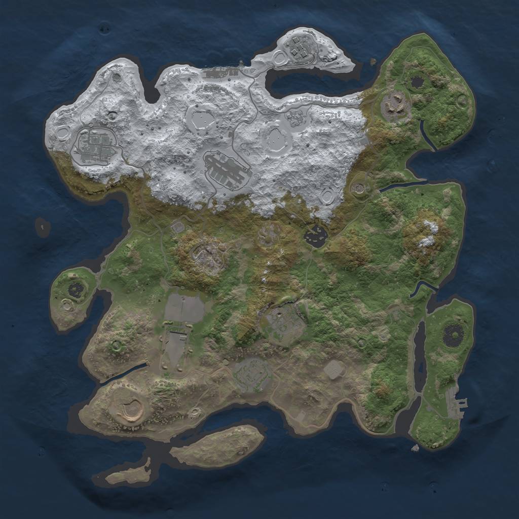 Rust Map: Procedural Map, Size: 3500, Seed: 98347981, 18 Monuments