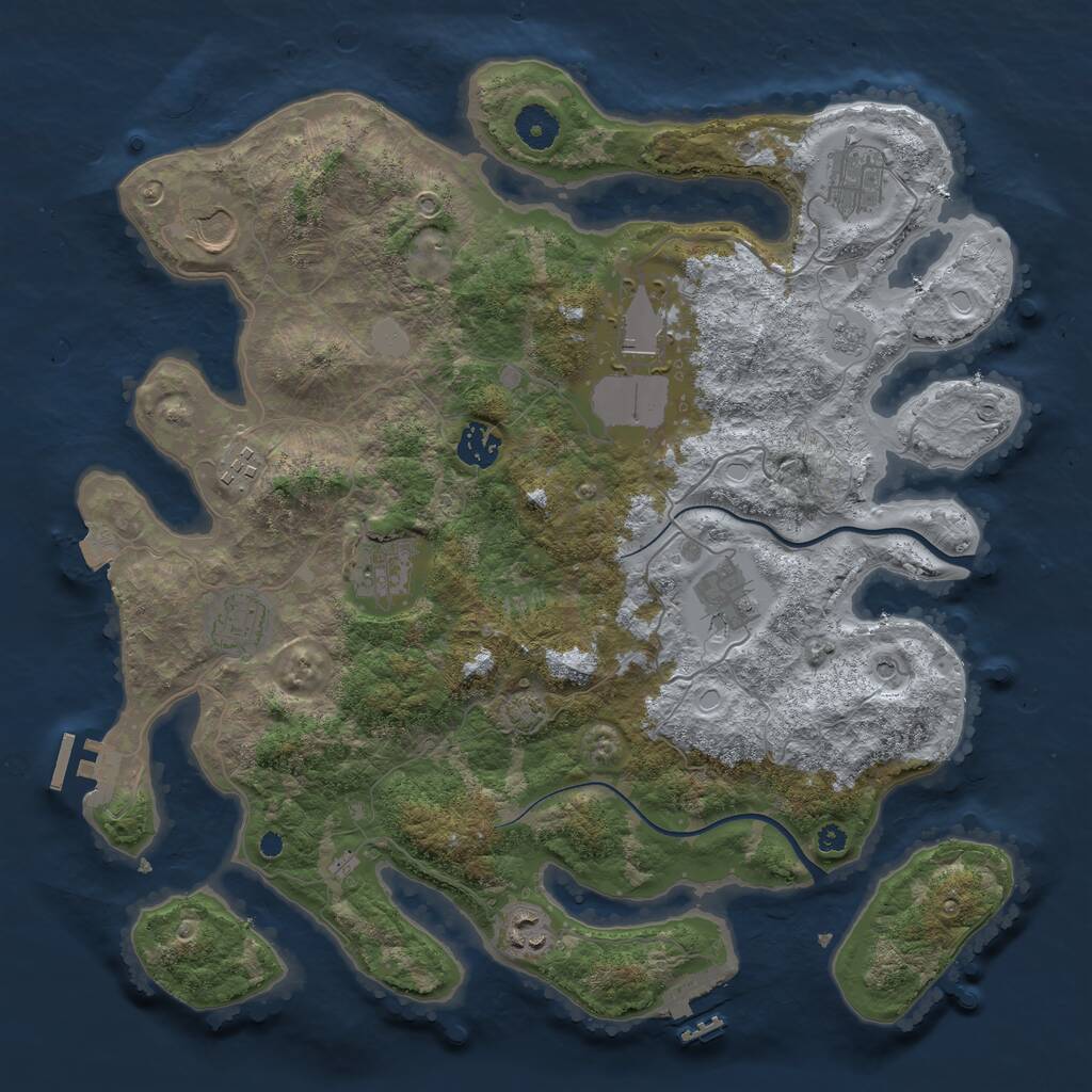 Rust Map: Procedural Map, Size: 3800, Seed: 2666, 15 Monuments