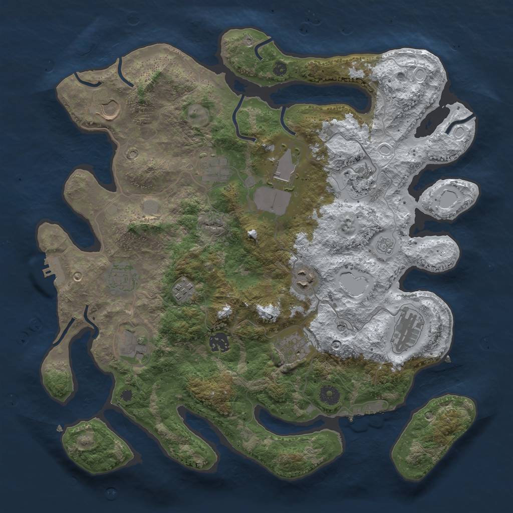 Rust Map: Procedural Map, Size: 3800, Seed: 2666, 20 Monuments