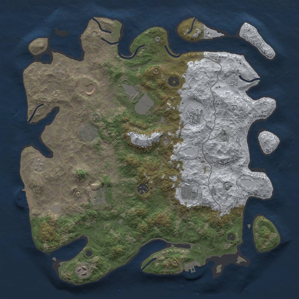 Rust Map: Procedural Map, Size: 4000, Seed: 706987, 18 Monuments