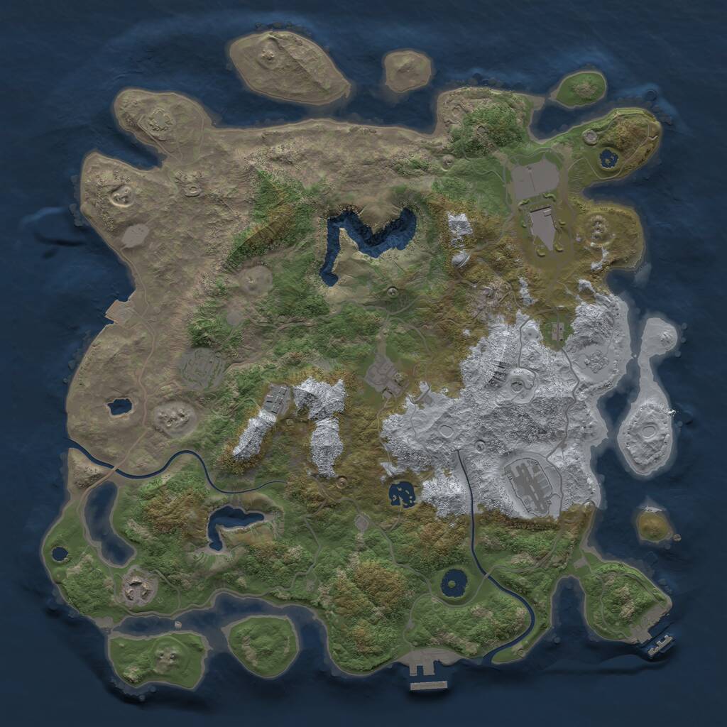 Rust Map: Procedural Map, Size: 4000, Seed: 563412891, 13 Monuments