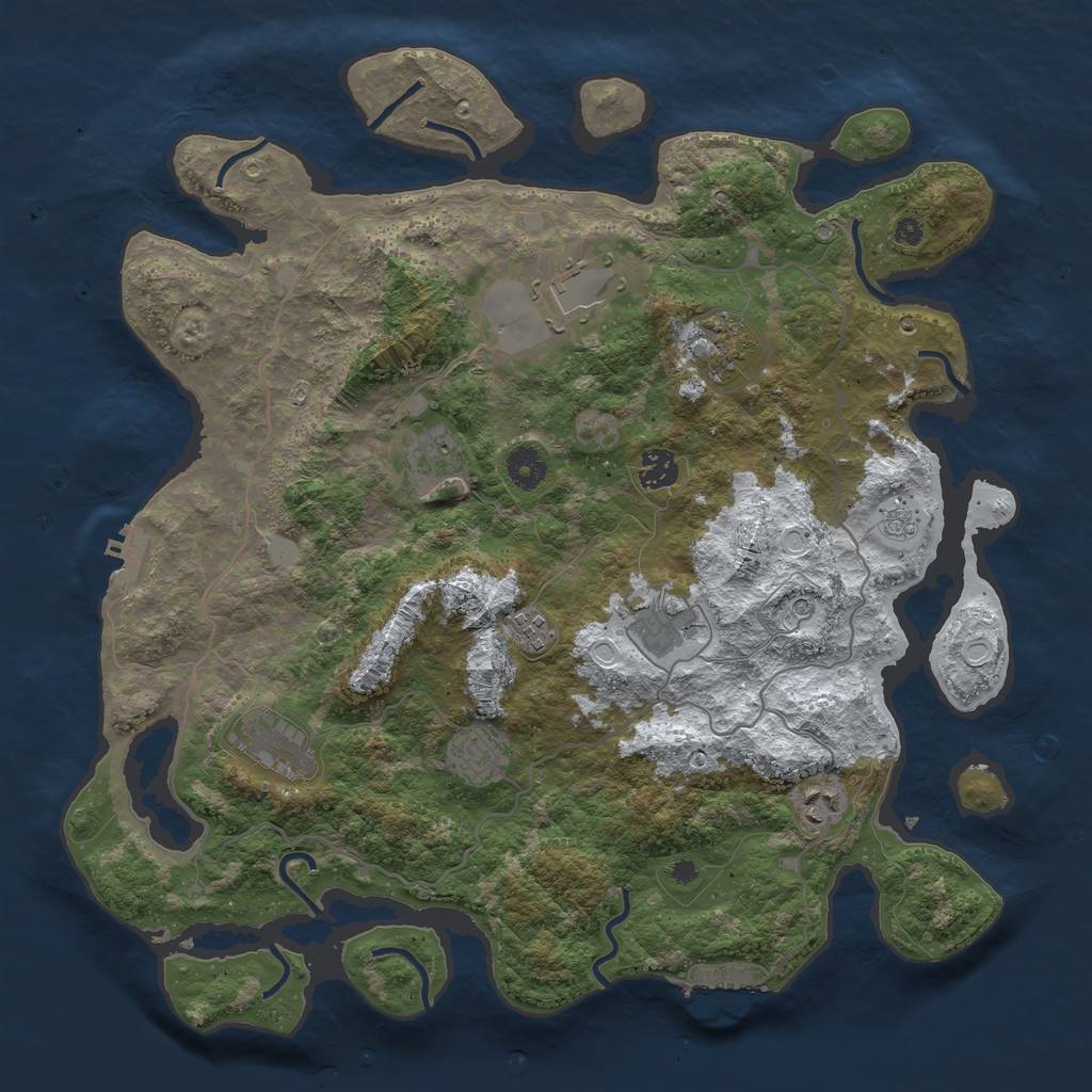 Rust Map: Procedural Map, Size: 4000, Seed: 563412891, 18 Monuments