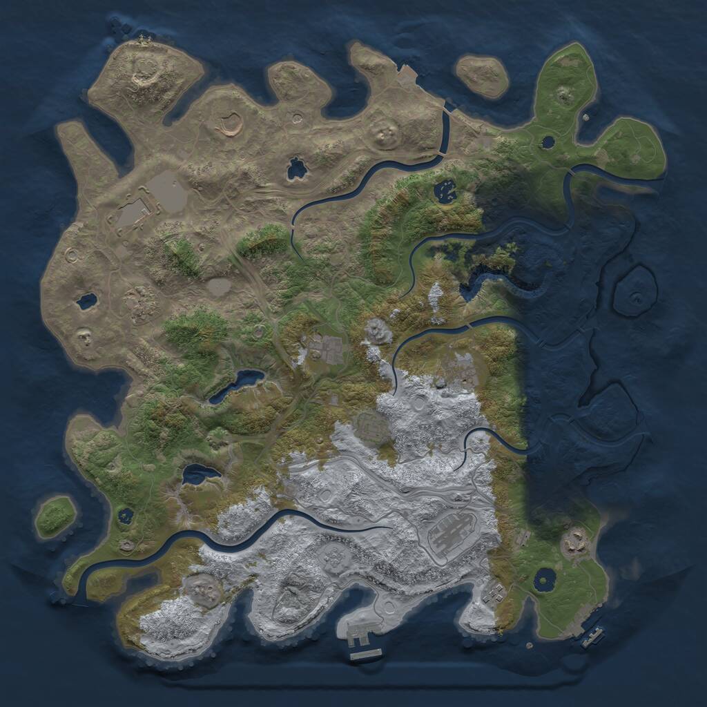 Rust Map: Procedural Map, Size: 4500, Seed: 1542596, 16 Monuments