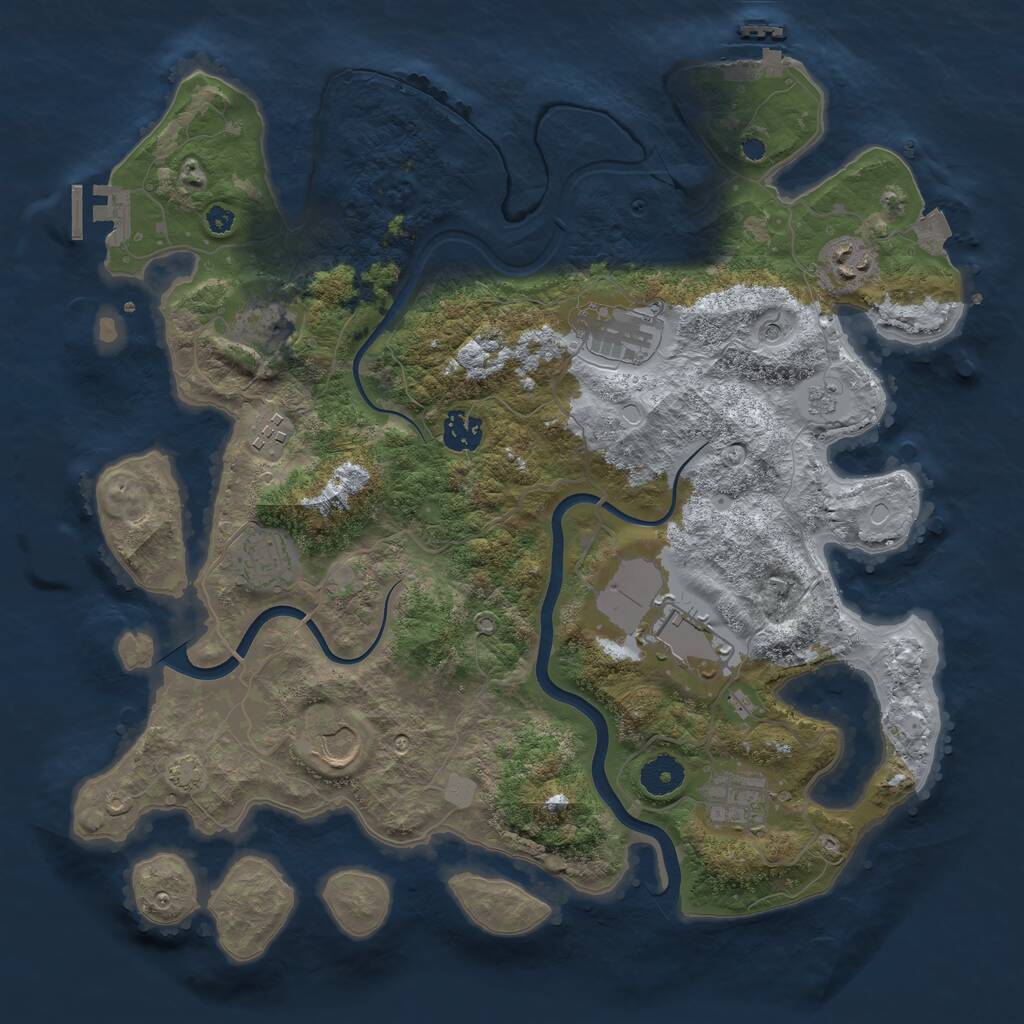 Rust Map: Procedural Map, Size: 3750, Seed: 58771, 15 Monuments