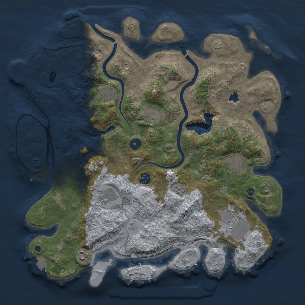 Rust Map: Procedural Map, Size: 4000, Seed: 627664, 14 Monuments