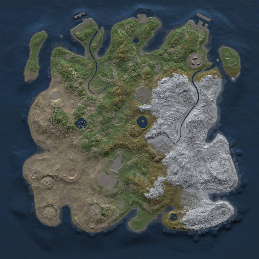Rust Map: Procedural Map, Size: 3500, Seed: 594906944, 13 Monuments