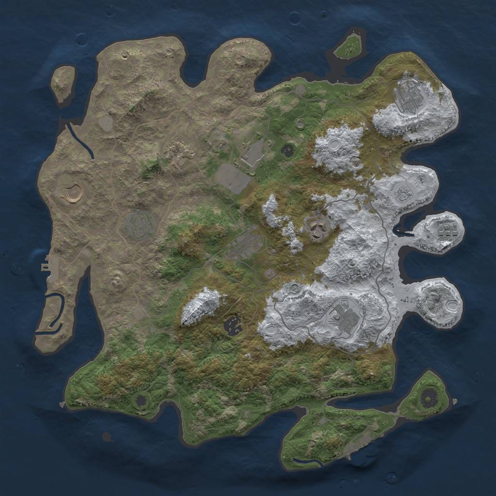 Rust Map: Procedural Map, Size: 4000, Seed: 424484541, 19 Monuments