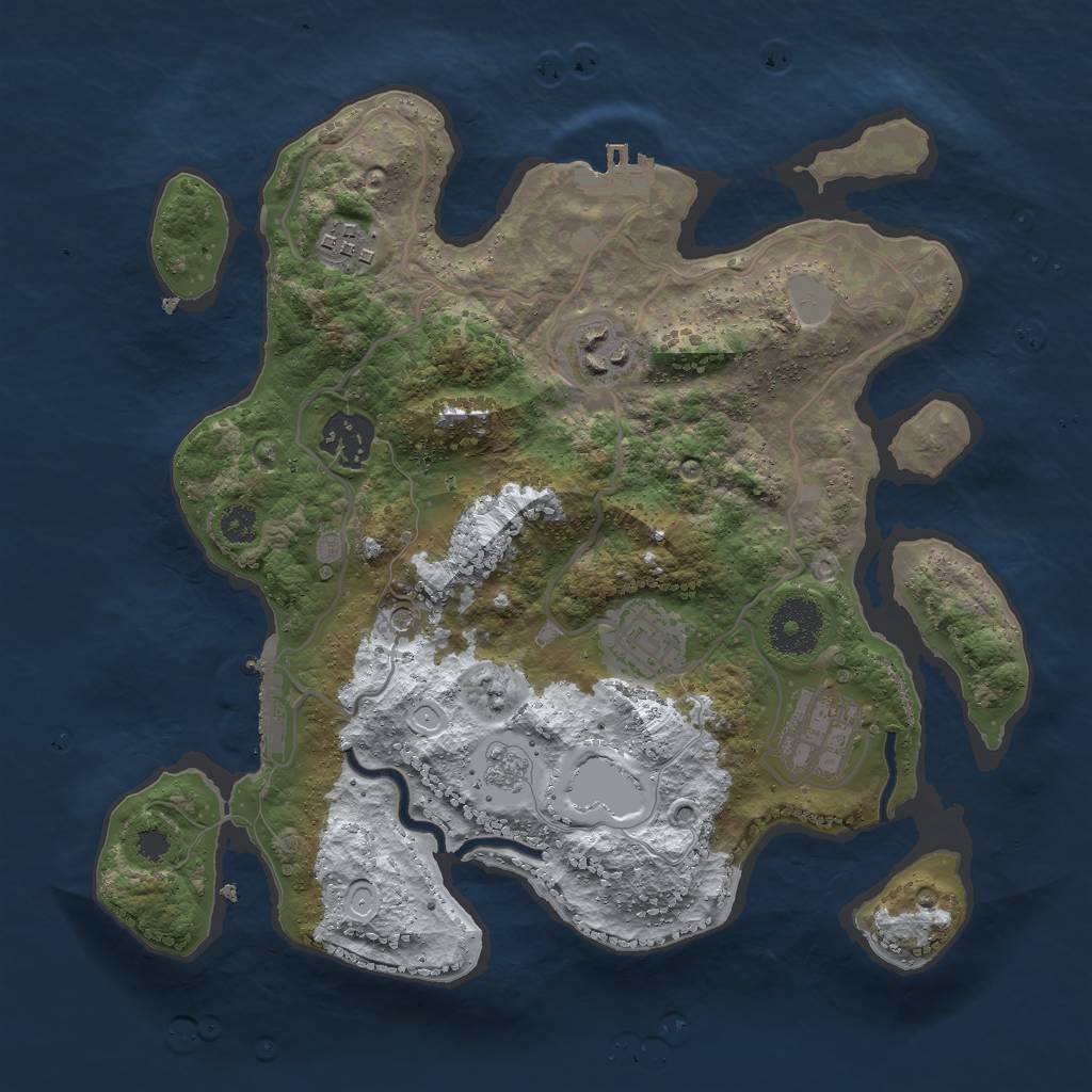 Rust Map: Procedural Map, Size: 3000, Seed: 6608, 14 Monuments