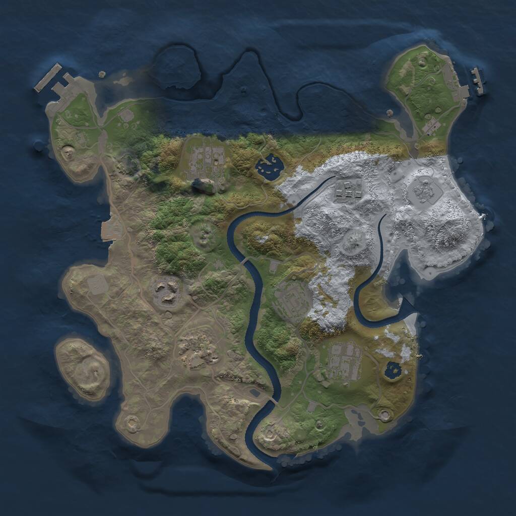 Rust Map: Procedural Map, Size: 3000, Seed: 28883, 12 Monuments