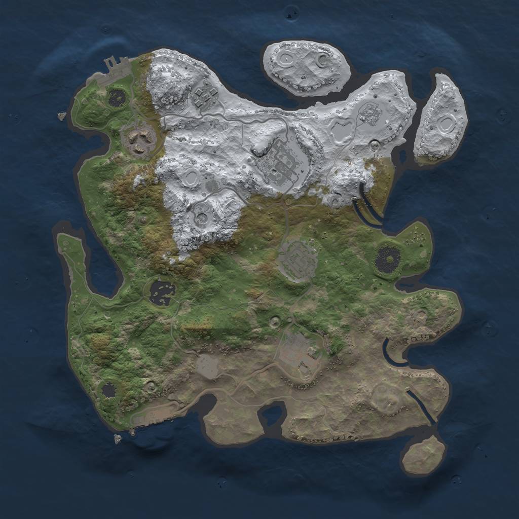 Rust Map: Procedural Map, Size: 3000, Seed: 968408909, 15 Monuments