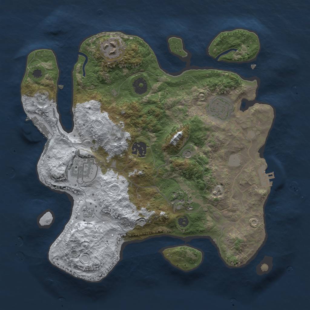 Rust Map: Procedural Map, Size: 3000, Seed: 83249, 14 Monuments