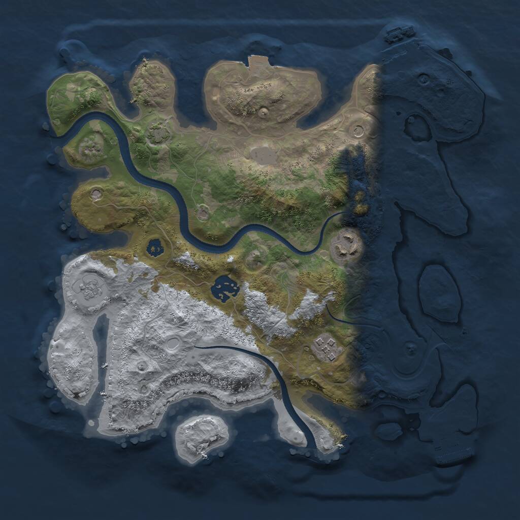 Rust Map: Procedural Map, Size: 3000, Seed: 18541, 9 Monuments