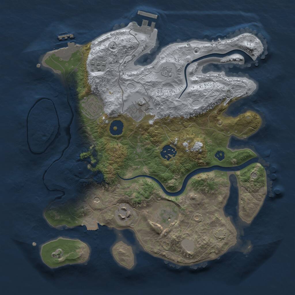 Rust Map: Procedural Map, Size: 3000, Seed: 23395, 12 Monuments