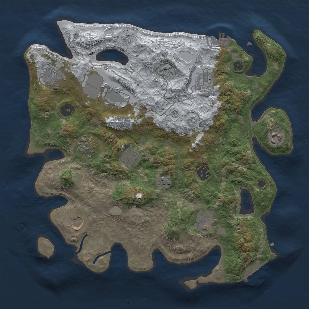 Rust Map: Procedural Map, Size: 3500, Seed: 455802246, 19 Monuments