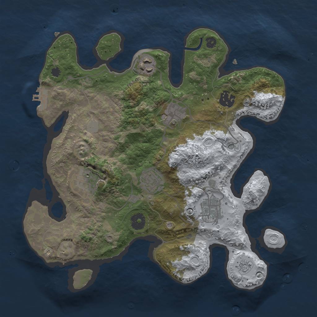 Rust Map: Procedural Map, Size: 3000, Seed: 1212423633, 14 Monuments