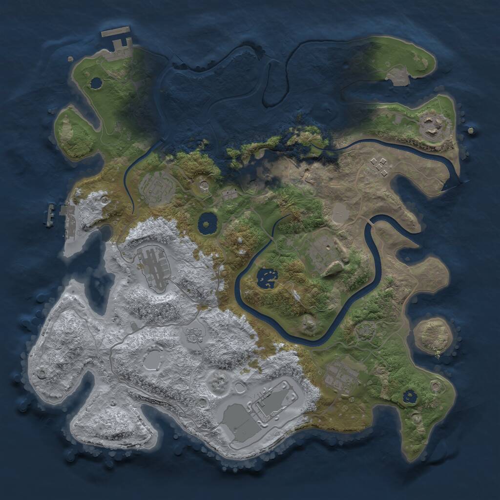 Rust Map: Procedural Map, Size: 3500, Seed: 1822985401, 15 Monuments