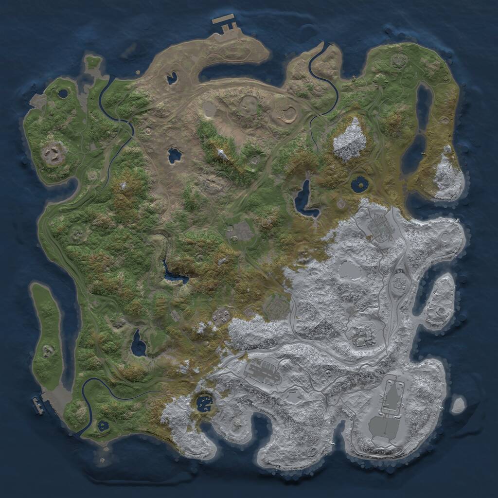 Rust Map: Procedural Map, Size: 4500, Seed: 3145921, 16 Monuments