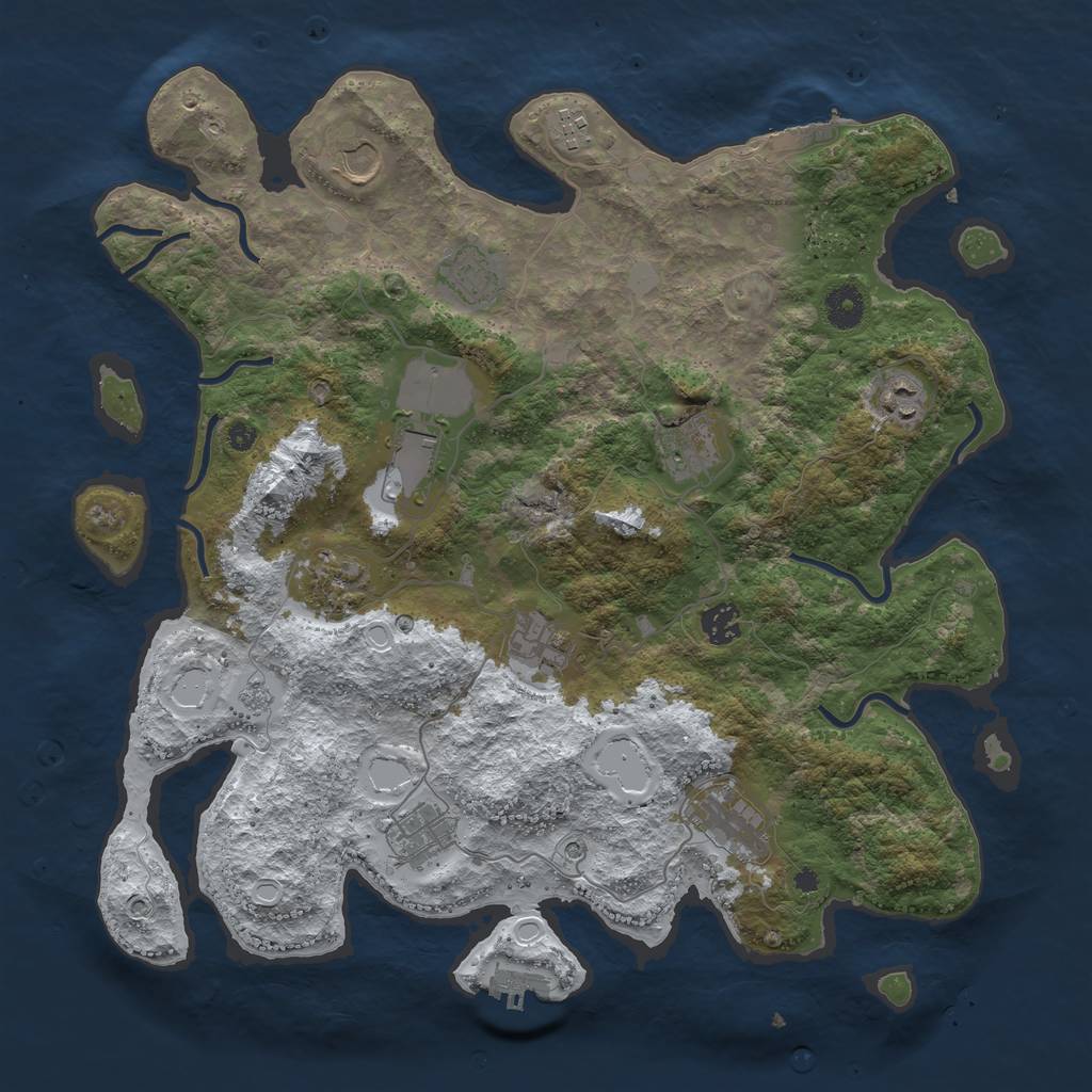 Rust Map: Procedural Map, Size: 3950, Seed: 357526557, 20 Monuments