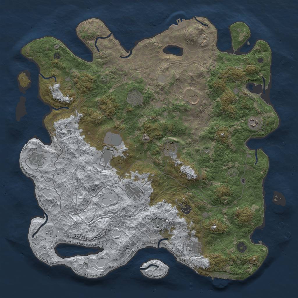 Rust Map: Procedural Map, Size: 4500, Seed: 625477421, 19 Monuments