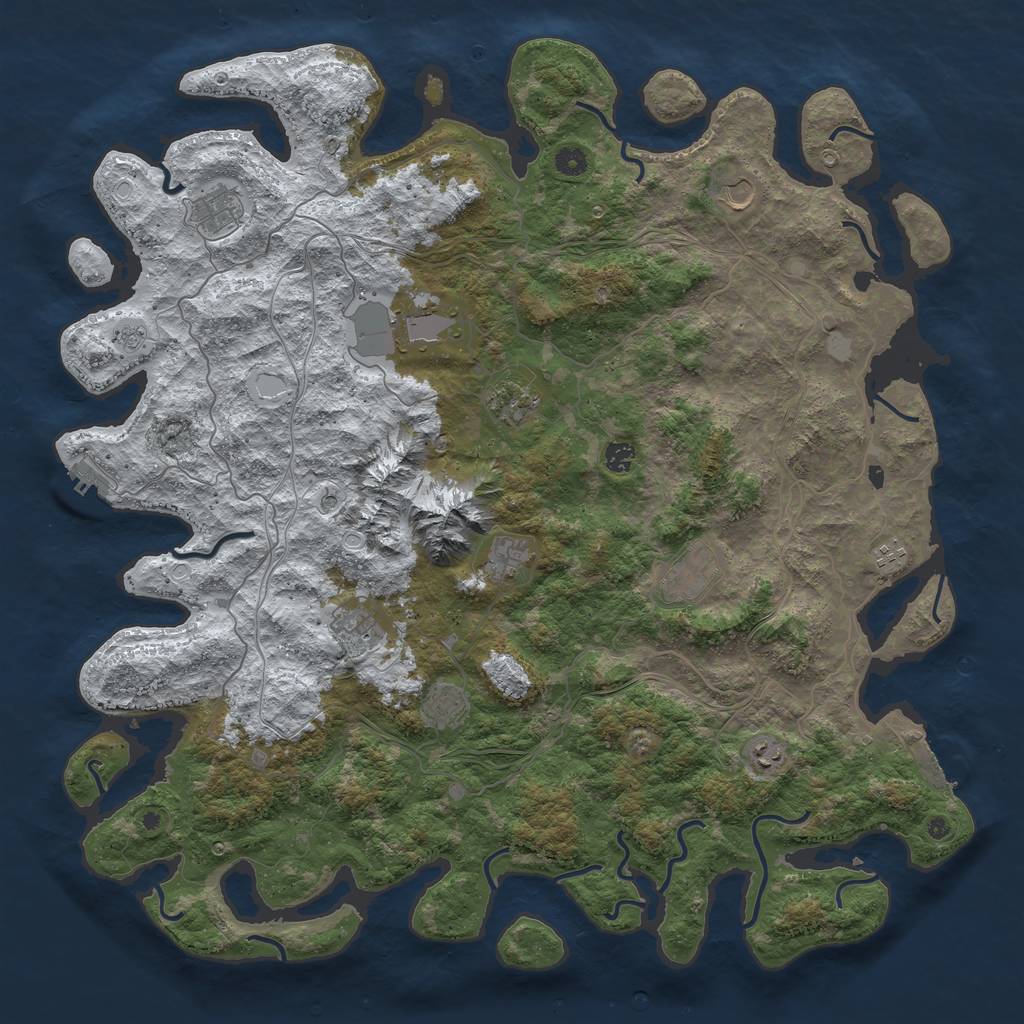 Rust Map: Procedural Map, Size: 5000, Seed: 51545, 20 Monuments