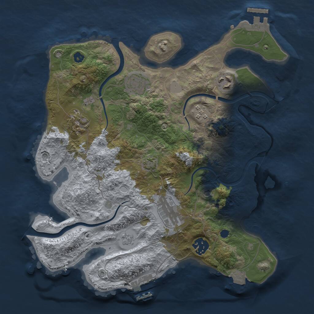 Rust Map: Procedural Map, Size: 3000, Seed: 2198, 12 Monuments