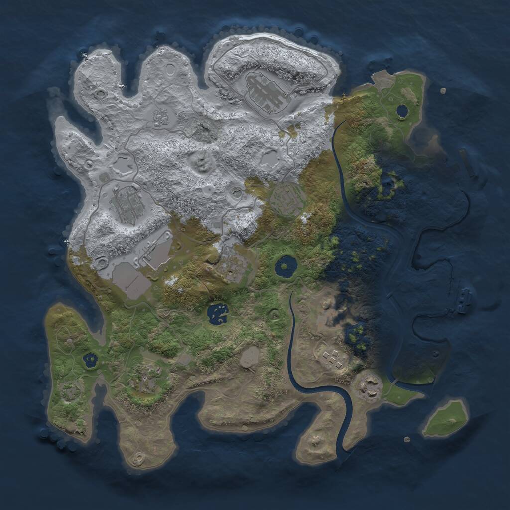 Rust Map: Procedural Map, Size: 3500, Seed: 367693339, 16 Monuments
