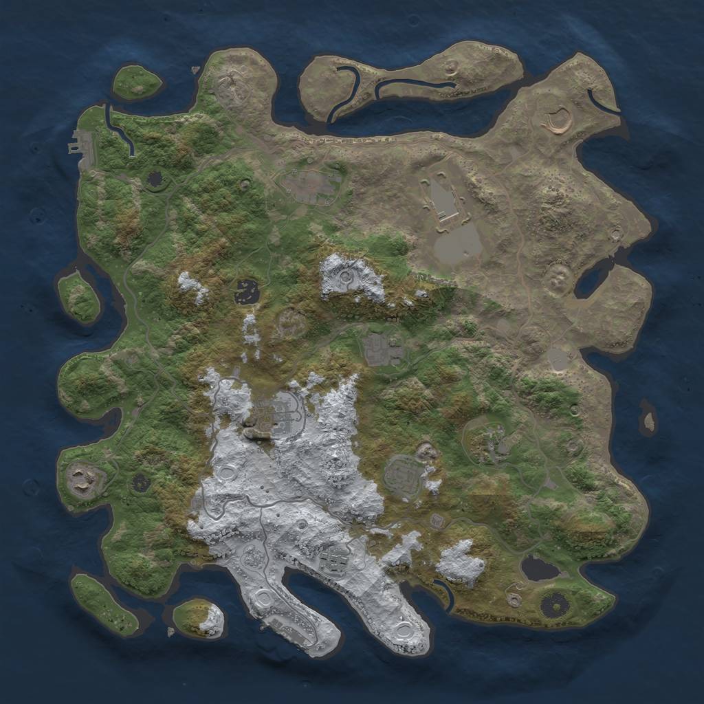 Rust Map: Procedural Map, Size: 4000, Seed: 40961, 19 Monuments