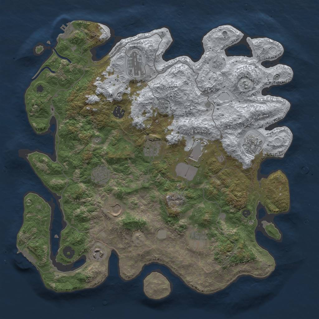 Rust Map: Procedural Map, Size: 4000, Seed: 433849295, 19 Monuments