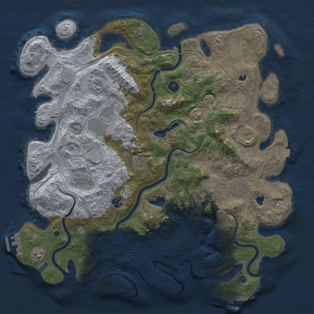 Rust Map: Procedural Map, Size: 4500, Seed: 1835116923, 17 Monuments