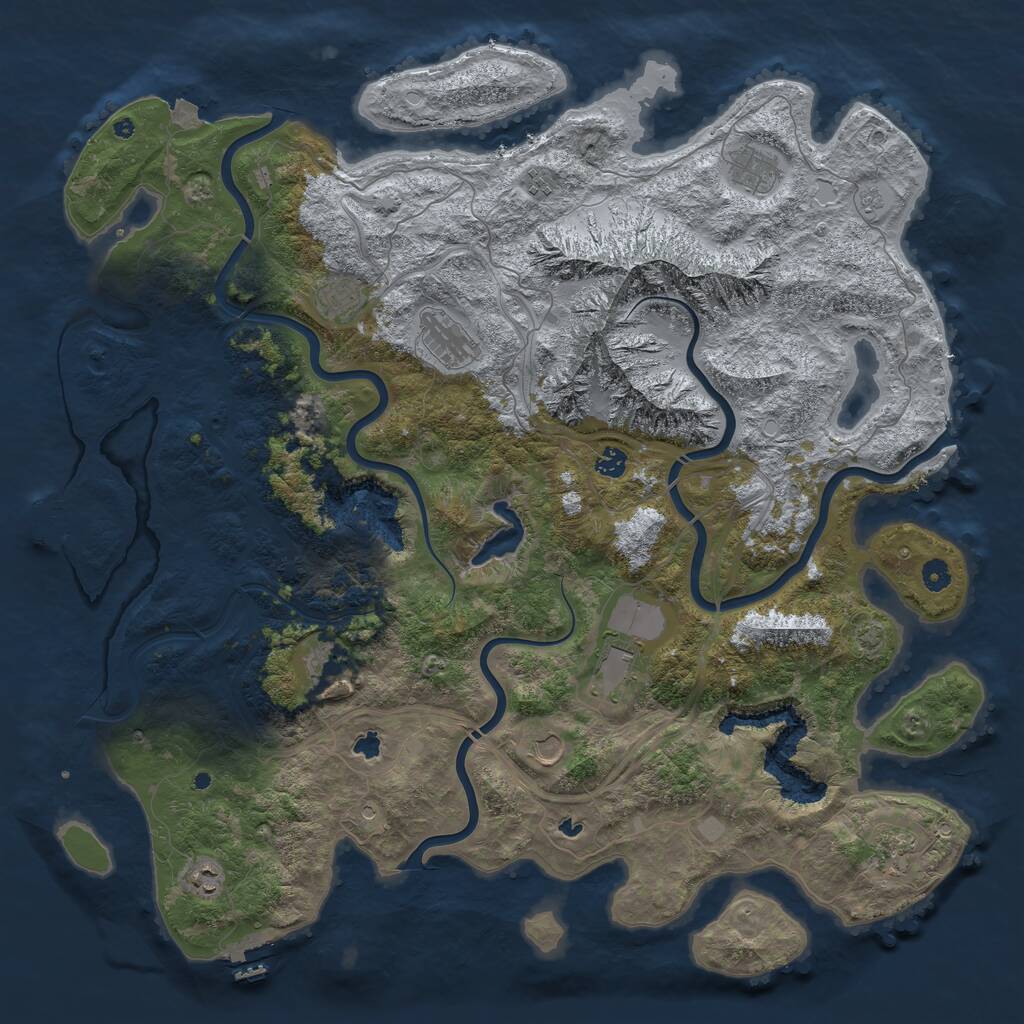 Rust Map: Procedural Map, Size: 5000, Seed: 608075487, 16 Monuments