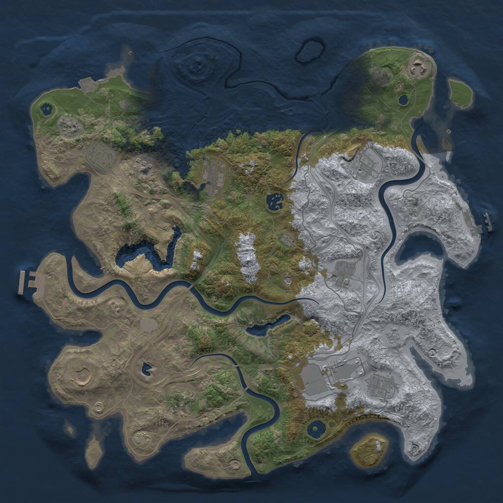 Rust Map: Procedural Map, Size: 4250, Seed: 1891921664, 17 Monuments