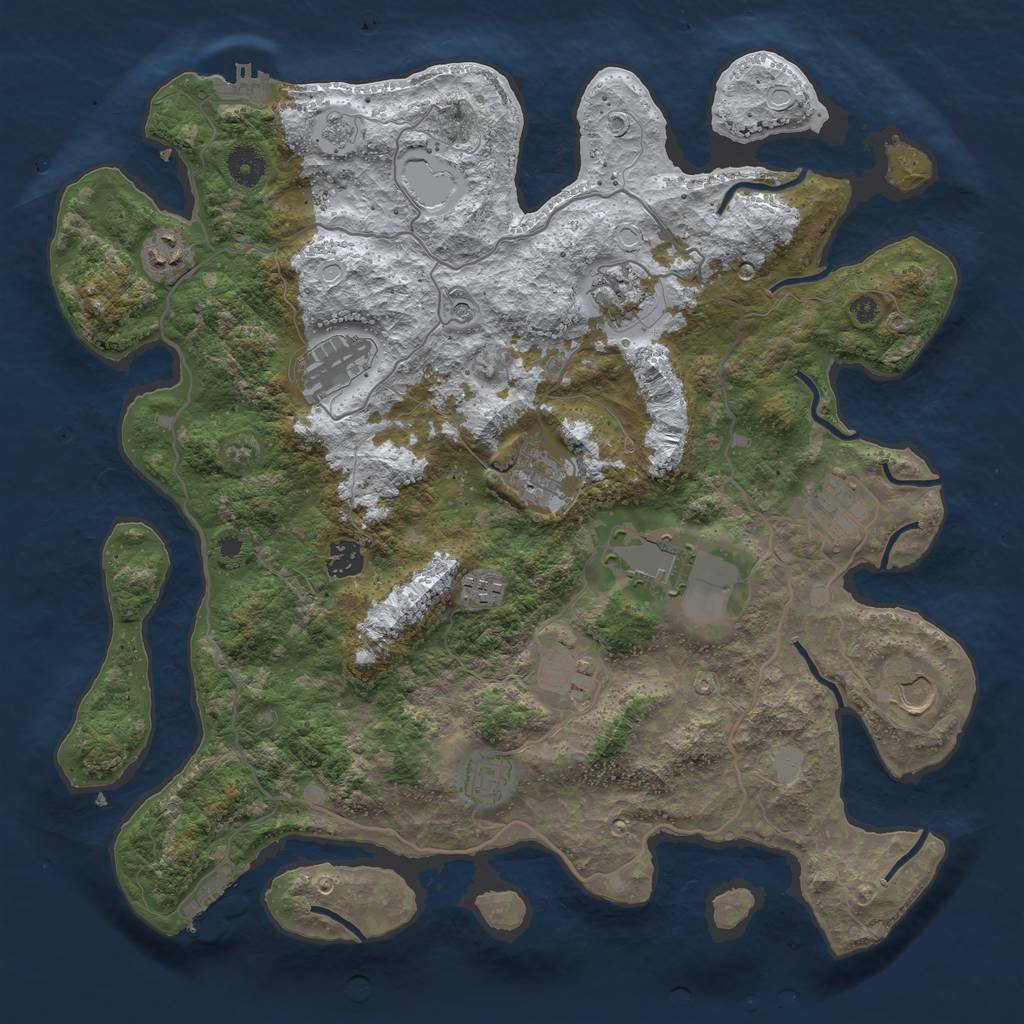 Rust Map: Procedural Map, Size: 4000, Seed: 207330, 20 Monuments