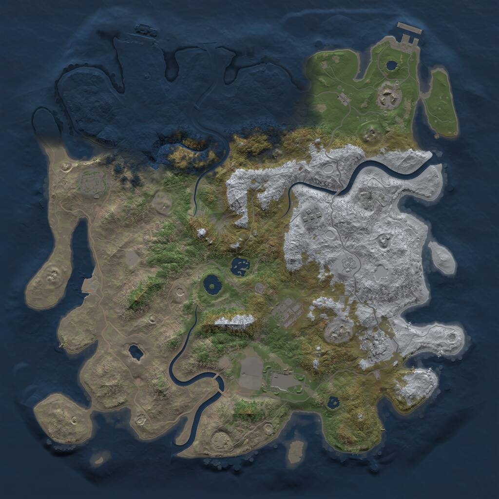 Rust Map: Procedural Map, Size: 4000, Seed: 546852, 13 Monuments