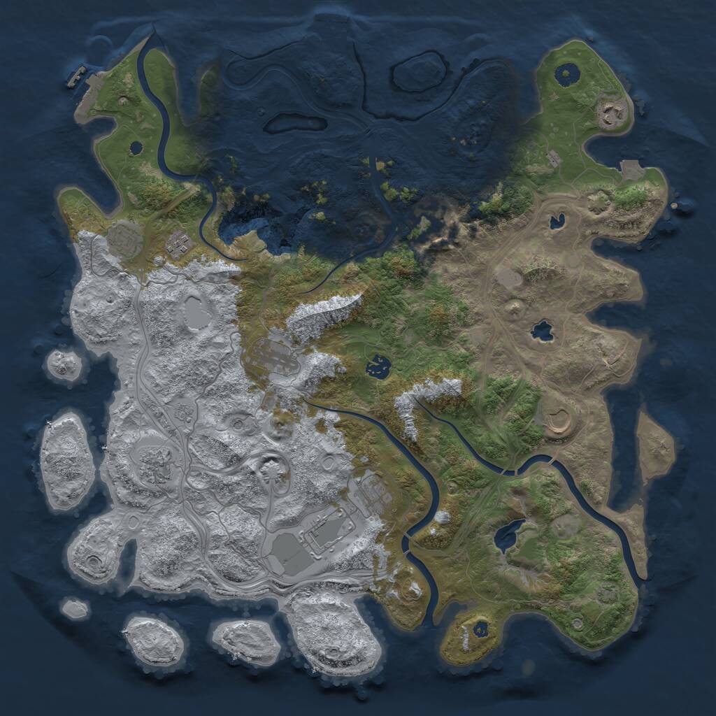 Rust Map: Procedural Map, Size: 4500, Seed: 3000128, 16 Monuments