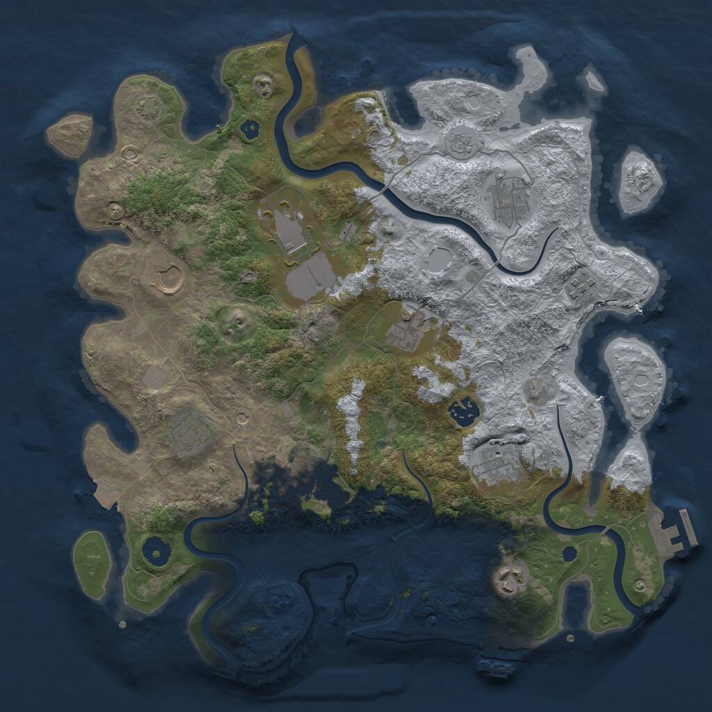 Rust Map: Procedural Map, Size: 3750, Seed: 697640488, 16 Monuments