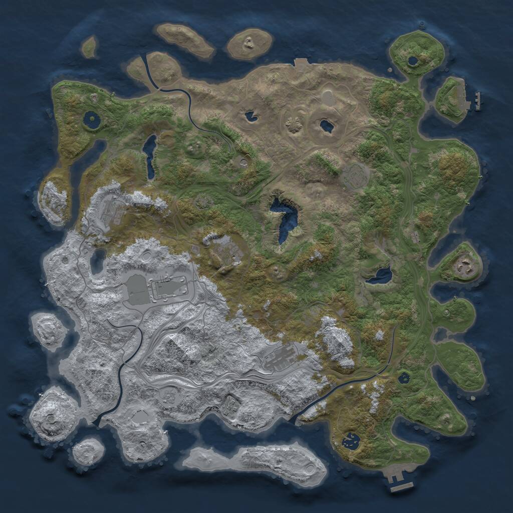 Rust Map: Procedural Map, Size: 4500, Seed: 1143443635, 14 Monuments