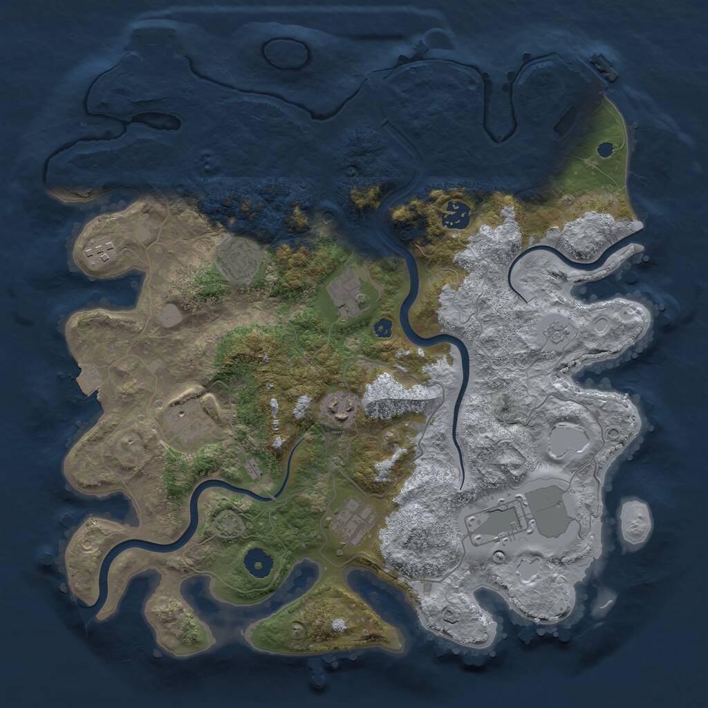 Rust Map: Procedural Map, Size: 3700, Seed: 1498213256, 14 Monuments