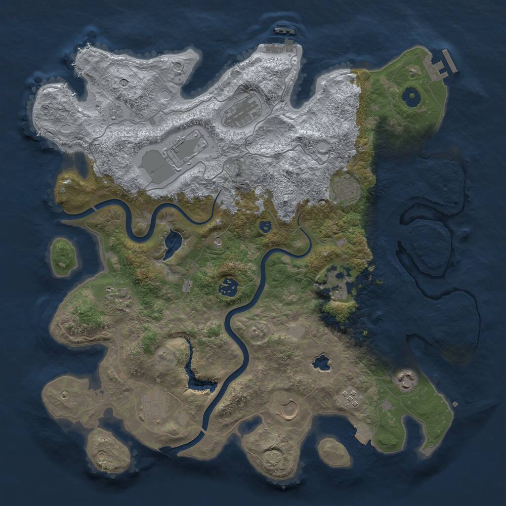 Rust Map: Procedural Map, Size: 4000, Seed: 778971, 16 Monuments