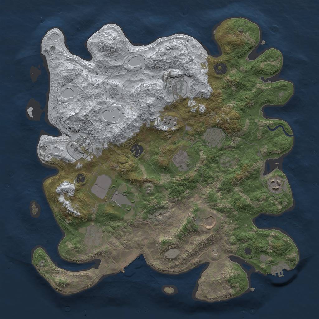 Rust Map: Procedural Map, Size: 3700, Seed: 235973259, 19 Monuments