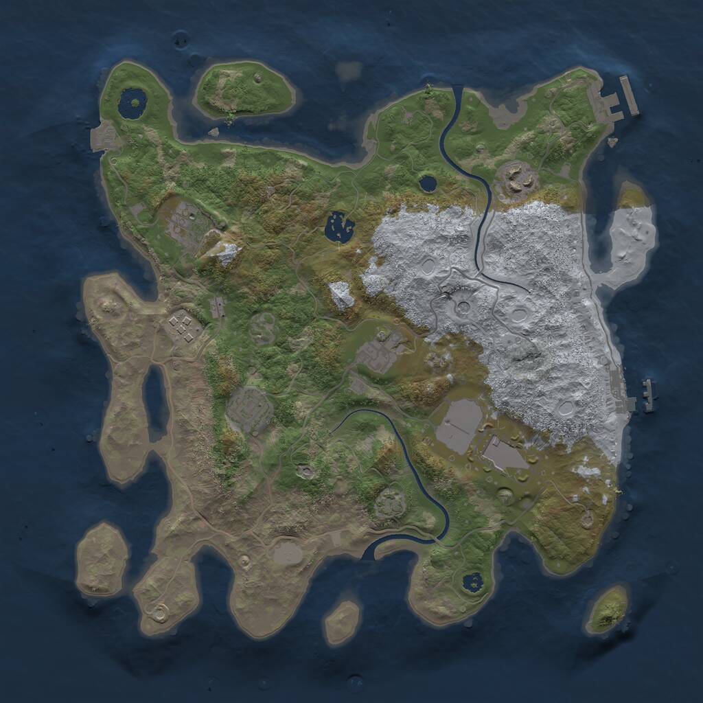 Rust Map: Procedural Map, Size: 3500, Seed: 641555012, 12 Monuments