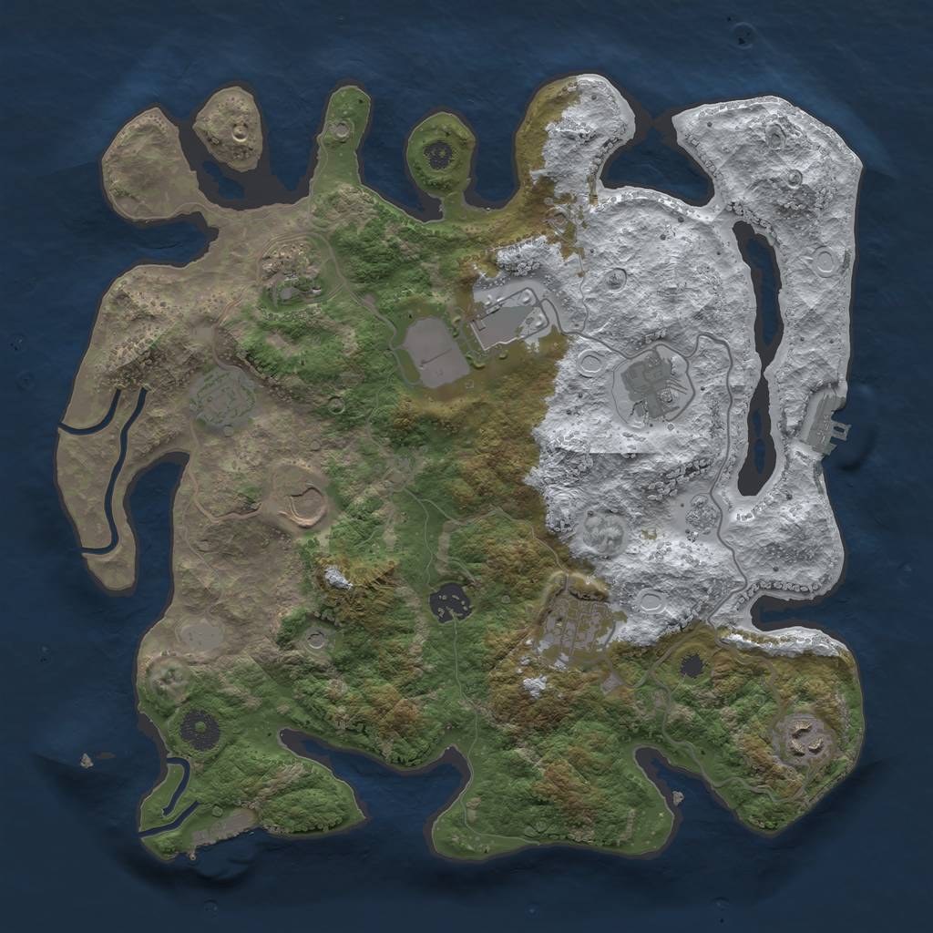 Rust Map: Procedural Map, Size: 3500, Seed: 35490, 17 Monuments
