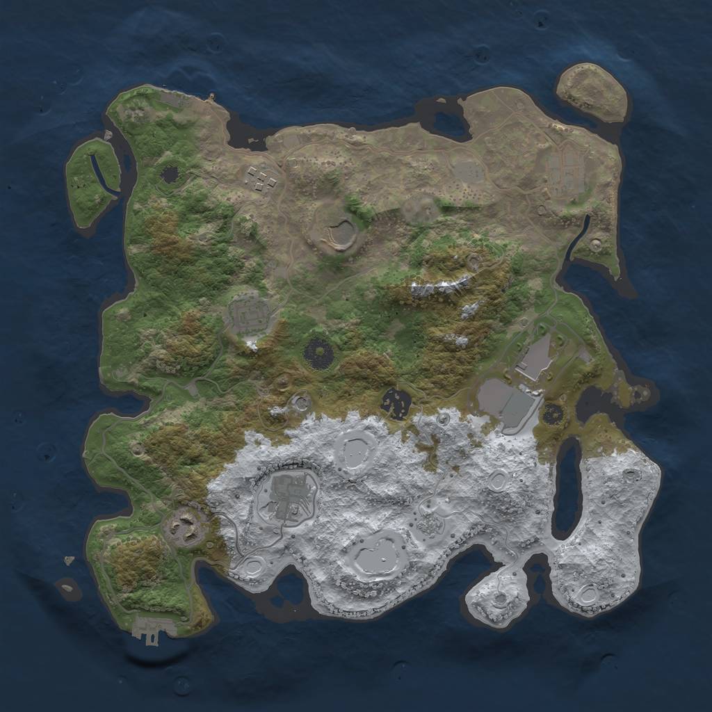 Rust Map: Procedural Map, Size: 3500, Seed: 928916469, 17 Monuments