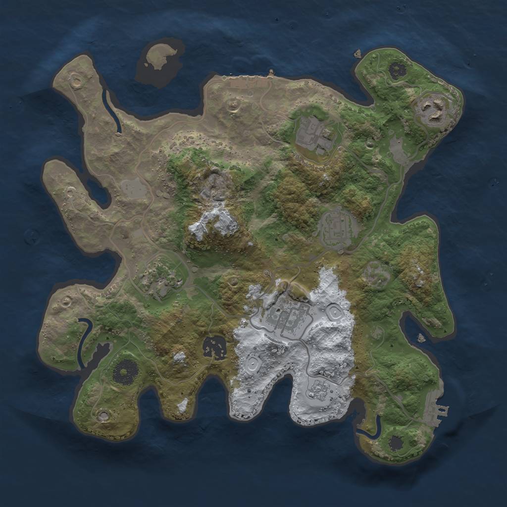 Rust Map: Procedural Map, Size: 3000, Seed: 435907040, 14 Monuments