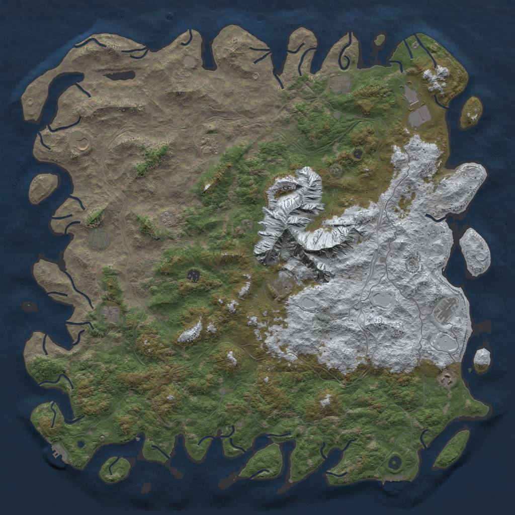 Rust Map: Procedural Map, Size: 6000, Seed: 1732823278, 20 Monuments